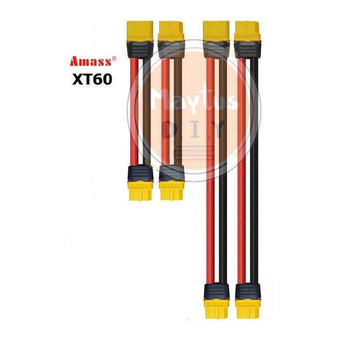 [[ส่งจากไทย]] Connector Plug XT60 Amass to XT60 Amass with Housing Sheath, 12awg Silicone Rubber Cab
