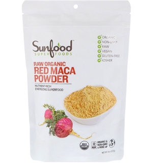 Raw Organic Red Maca Powder มาค่า สีแดง 8 oz (227 g) By Sunfood