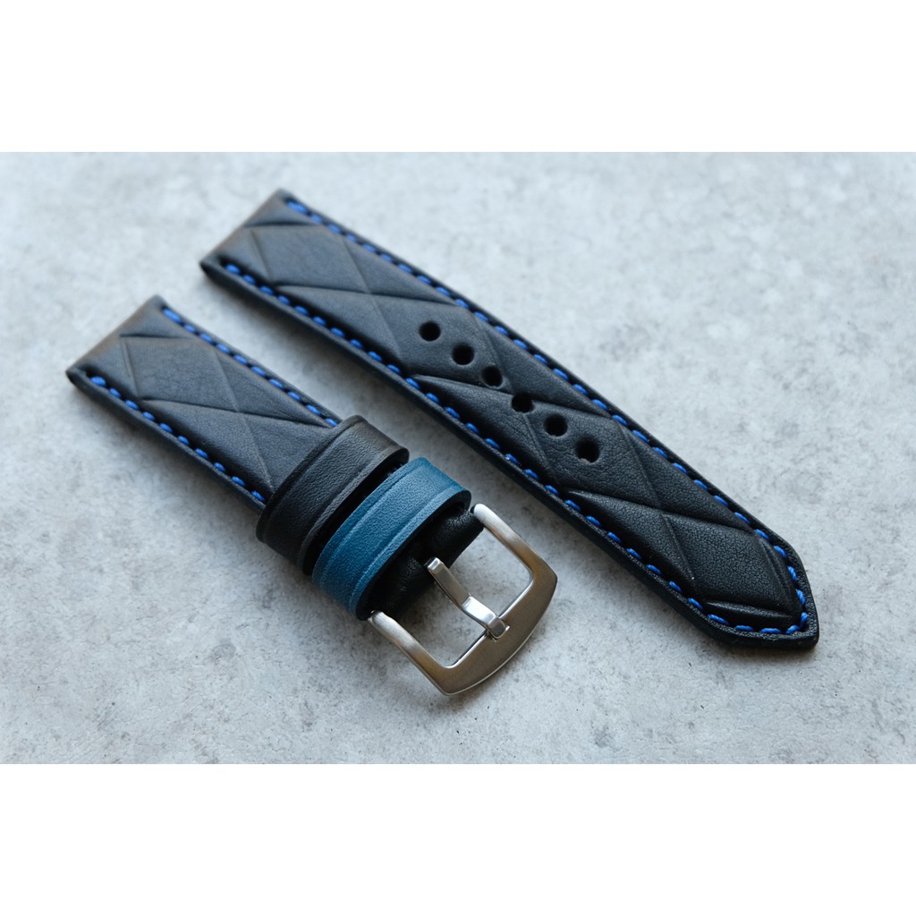 สายนาฬิกาหนังรุ่น C R O S S  II  Leather Hand craft  watch strap 20 mm 22 mm