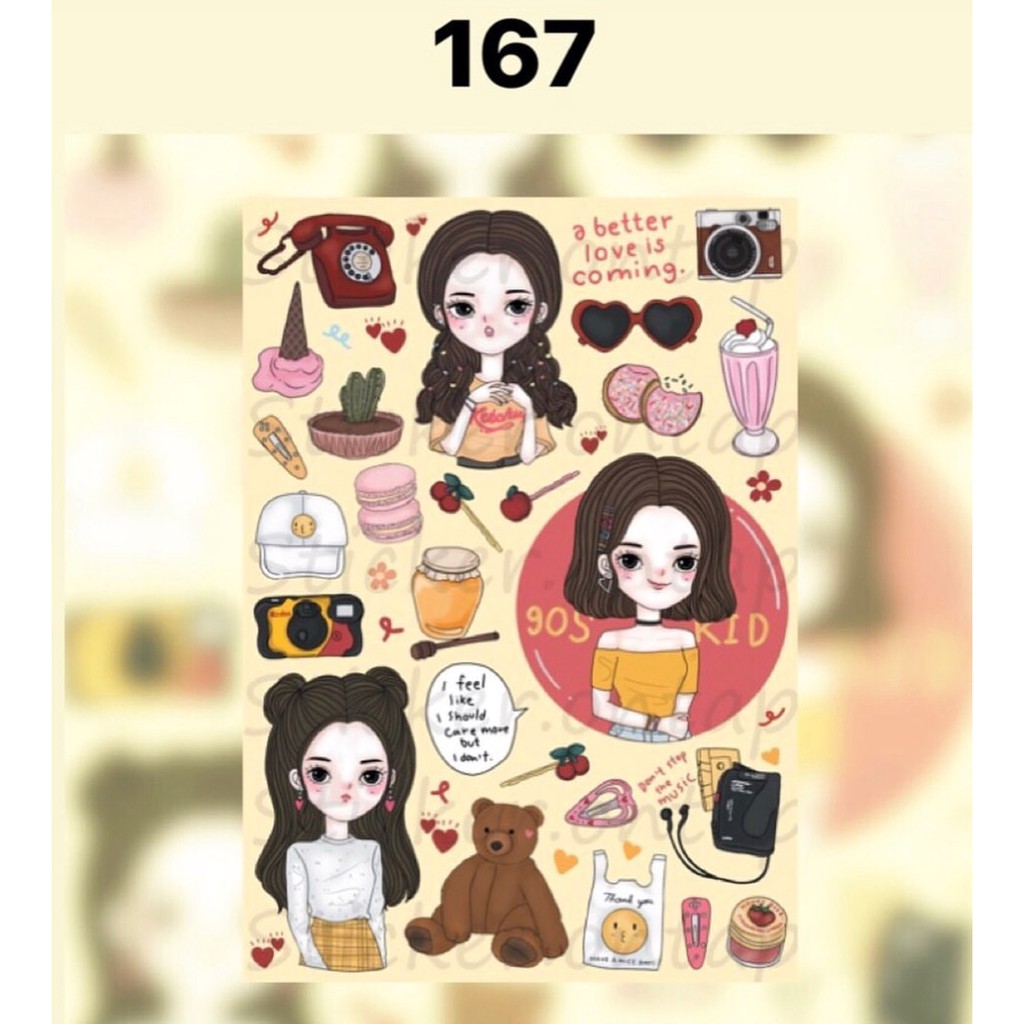 167. สติ๊กเกอร์ ลายผู้หญิงยุค 90's
