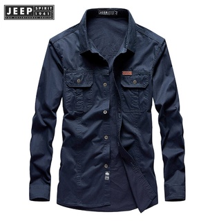 JEEP SPIRIT 1941 ESTD เสื้อแจ็กเก็ตลําลอง แขนยาว ผ้าฝ้ายแท้ ลายสก๊อต สําหรับผู้ชาย