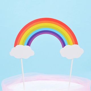 แพ็ค 10 ชิ้น Rainbow Cake Topper เค้กที่มีสีสันใส่ตกแต่งเค้กวันเกิดสำหรับเด็ก