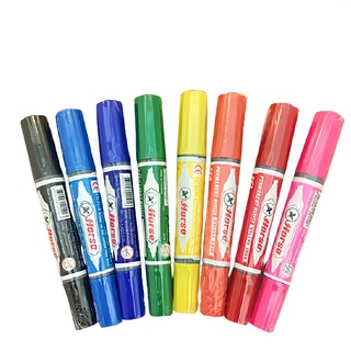 Puk.stationery l ปากกาเคมี 2 หัว ตราม้า Horse Permanent Pen 8 สี