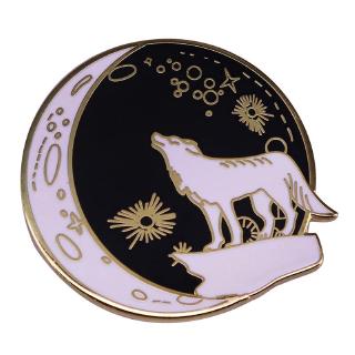 Galaxy wolf lapel pin day and night badge celestial witchy gifts