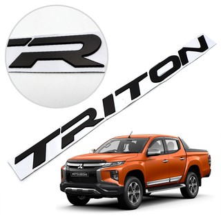 โลโก้ ติดฝากระโปรงหน้า "TRITON" อักษรสูง 3.5cm 1ชิ้น สีดำด้าน สำหรับ Mitsubishi L200 Triton 4x2 4x4 ปี 2015-2019