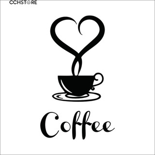 Cch Removable DIY Kitchen Home Wall Art Sticker Coffee Cup Heart Letter Decal