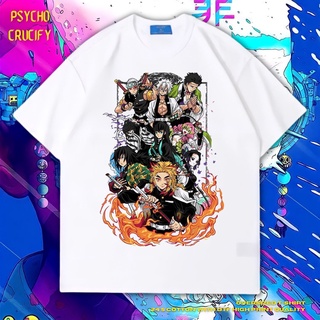 เสื้อยืด ขนาดใหญ่ พิมพ์ลาย Psycho Crucify Demon Slayer: Kimetsu No Yaiba | หินล้างทําความสะอาด | เสื้อยืด ขนาดใหญ่ | สไต