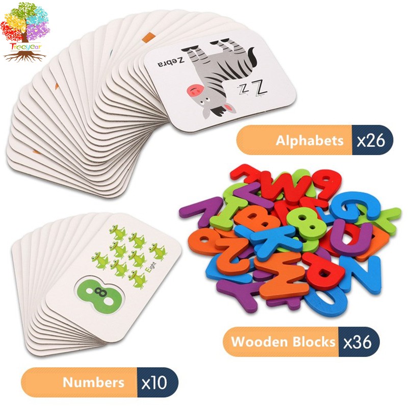 Alphabet number matching card set for children's double-sided three-dimensional English cognitive puzzle card early education puzzle toy