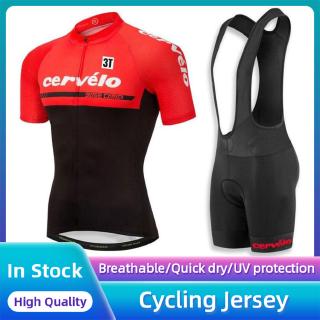 【มีสินค้า】Men Summer Cervelo 3T Cycling Jersey Top Shirt And Bibshorts NEW Racing Downhill Jerseys Mountain Bike Motorcycle Motocross Sportwear Casual Apparel