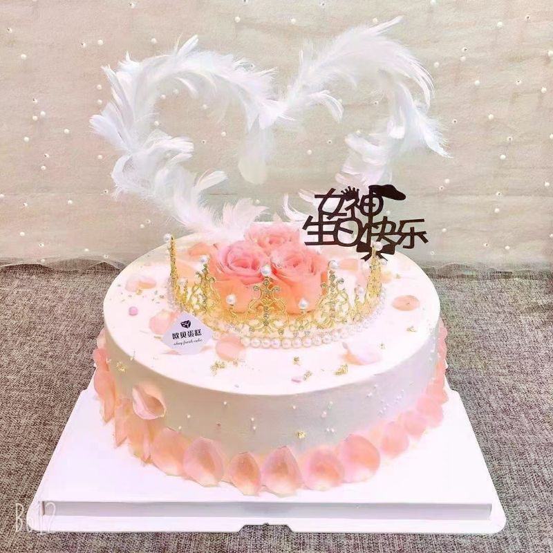 เค้ก Plugin Variety Feather Plugin Feather เค้กวันเกิดตกแต่ง Angel 网红蛋摆件百搭头饰品