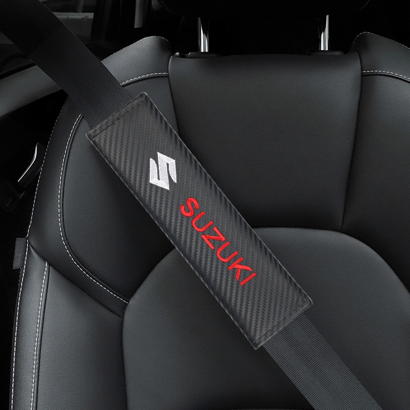 ปลอกหุ้มเข็มขัดนิรภัยรถยนต์ คาร์บอนไฟเบอร์ สําหรับ Suzuki ERTIGA Swift XL6 XL7 SX4 jimy vitara jimy 2 ชิ้น