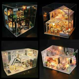 พร้อมส่ง บ้านตุ๊กตา DIY House มีฝาครอบกันฝุ่น