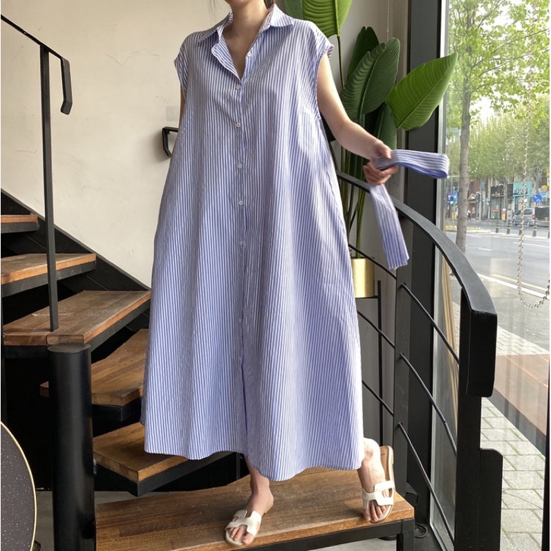 [2942] เดรสแขนกุดลายทาง - รูปที่ 5