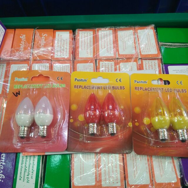หลอดจำปา Led  ขั้ว E12 หลอดศาลเจ้า หิ้งพระ  มี สีแดง วอร์ม ขาว เหลือง