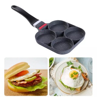 กระทะ 4 หลุม กระทะทำเบอร์เกอร์ไข่ Non-Stick ใช้สำหรับเตาแก๊สเท่านั้น❗ ZB-102