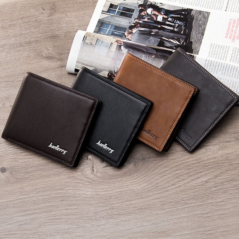 Baellerryกระเป๋าสตางค์หนังผู้ชายสามพับคุณภาพสูงใบสั้น