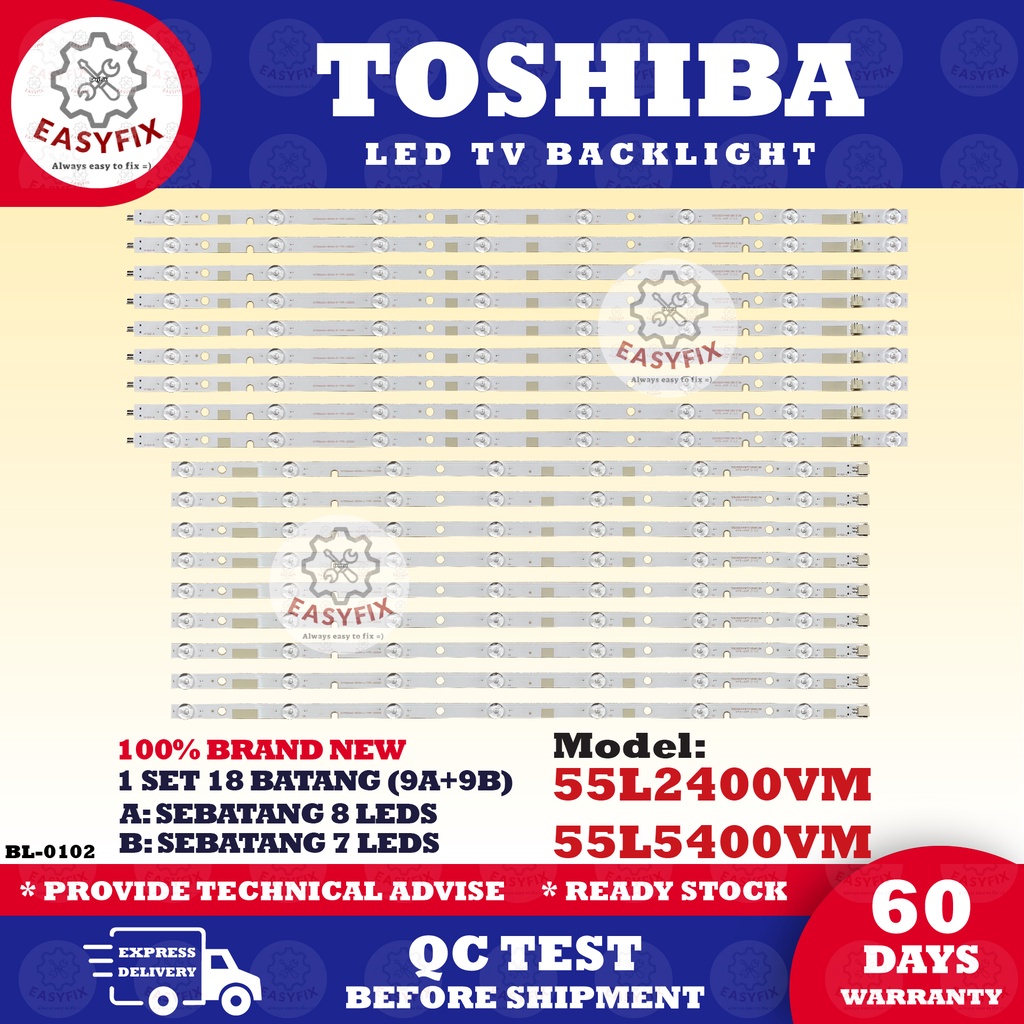 / 55L5400VM TOSHIBA 55L2400VM 55 INCH LED BACKLIGHT TV LAMP 55L5400 55L2400 Mlz3 /