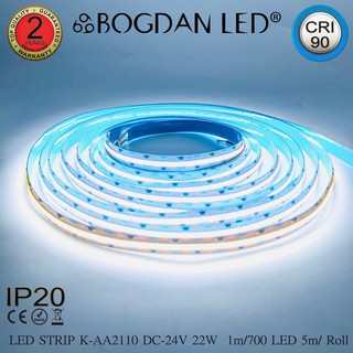 LED STRIP K-AA2110-700-6500K DC-24V  22W/1M IP20 ยี่ห้อBOGDAN LED แอลอีดีไฟเส้นสำหรับตกแต่ง 3500LED/5M 110W/5M Grade A