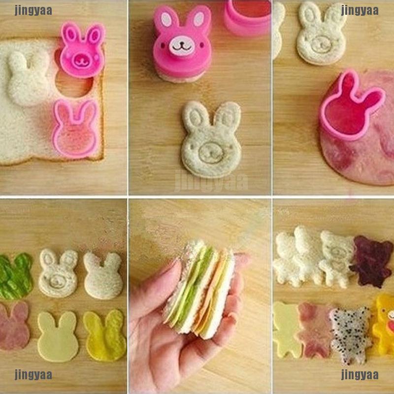 YS 3 PCS Sandwich Crust Cutter Cookie Bread Mold Bento Maker Rabbit ...