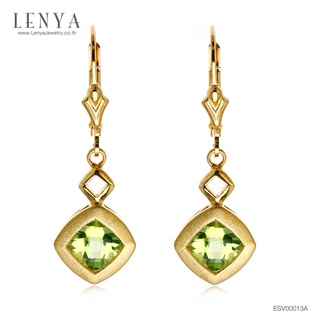 Lenya Jewelry ต่างหูพลอยเพอริดอท (Peridot) คลาสสิคเหนือกาลเวลา ตัวเรือนเงินแท้ชุบทอง