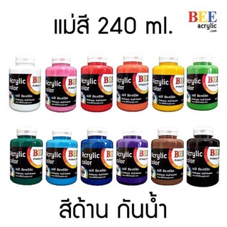 BEE Acrylic สีอะครีลิค 240 cc. ระบายได้บนหลายวัสดุ งานศิลปะ แห้งเร็ว กันน้ำ เพ้นท์ แก้ว โลหะ พลาสติก คอนกรีต hipowerbee