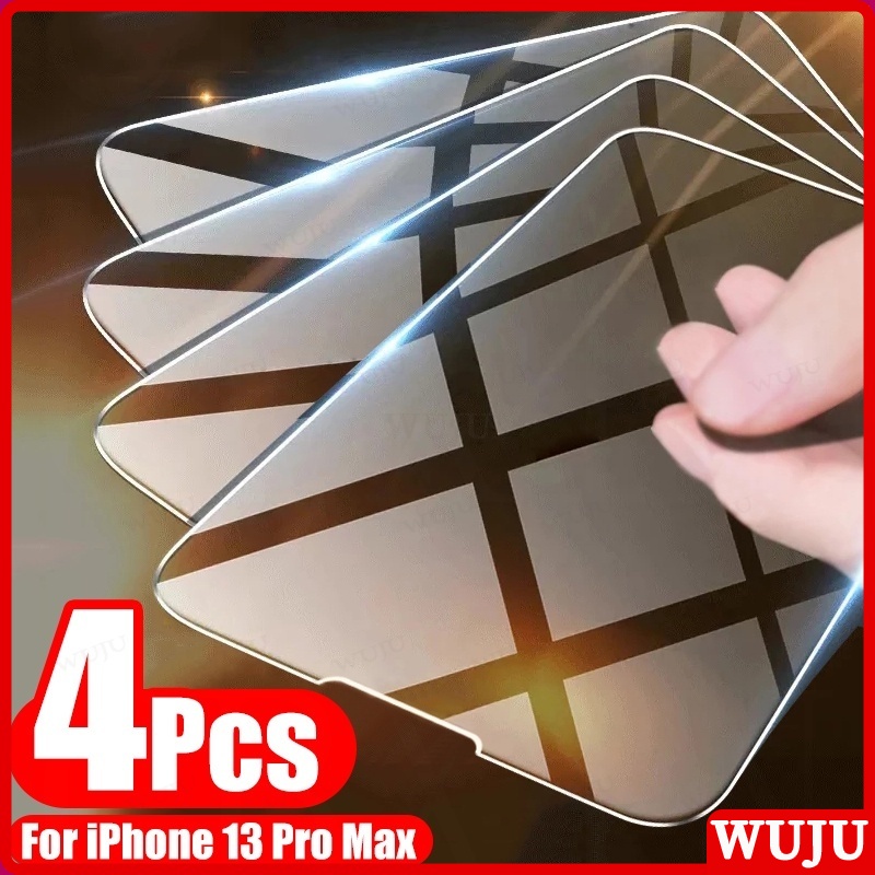 Wuju กระจกนิรภัยกันรอยหน้าจอ แบบใส 9H สําหรับ iPhone 17 11 12 13 14 15 16 Pro Max 7 8 Plus SE XS Max XR X Air 4 ชิ้น