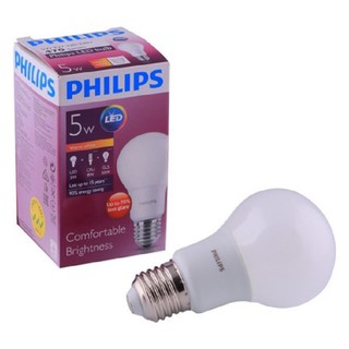 Philips หลอดไฟฟิลิปส์ LED Bulb 5W warmwhite (ยกกล่อง10หลอด)