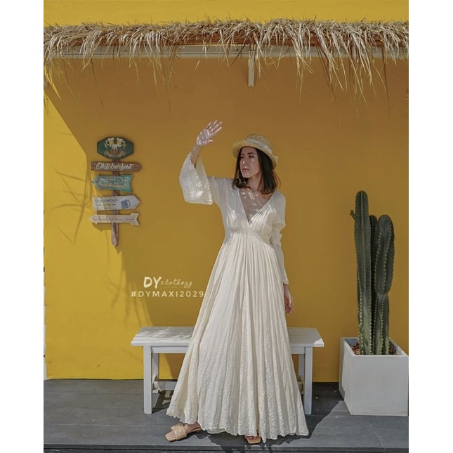 ส่งต่อ ชุดเดรสร้าน Dy.clothezz maxidress ชุดไปสวนดอกไม้