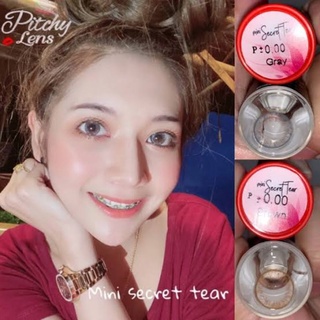 คอนแทคเลนส์ รุ่น mini Secret Tear ยี่ห้อ Pitchylens มีสีเทา น้ำตาล มีค่าสายตา