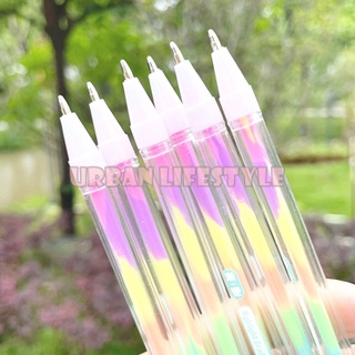 ปากกาเรนโบว์ ปากกาสีเรนโบว์ ปากกาเจลสีรุ้ง ปากกาเจลสีเรนโบว์ Rainbow color gel pen 0.8mm JD-2206 ชุด 6 ด้าม