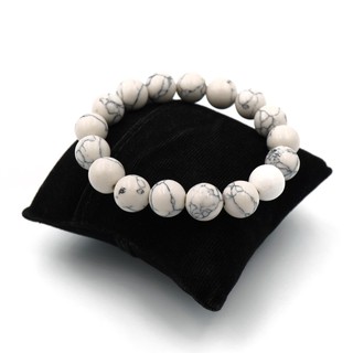 HOWLITE หินฮาวไลท์ หินใจเย็น ขนาด 10 มม. สร้อยข้อมือหินแท้ by siamonlineshop