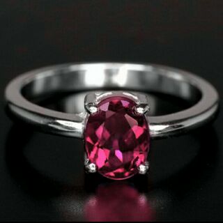 แหวนเงินแท้ 92.5 พลอยโรโดไลท์ การ์เน็ต Rhodolite garnet น้ำหนัก 2.24 กะรัต สวยไฟดี