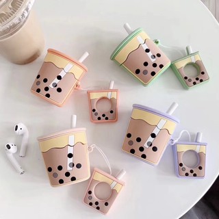 เคสหูฟังบลูทูธไร้สาย แบบนิ่ม ลายชานม สําหรับ Airpods 1 2