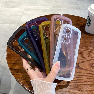 เคส POCO X5 X4 X3 NFC Pro M5 M5s F5 C40 4G 5G Xiaomi MI 12T 11T POCOX5 POCOX4 POCOX3 POCOF5 POCOM5 POCOM5S POCOC40 Transparent Solid Color Camera Round Soft Case