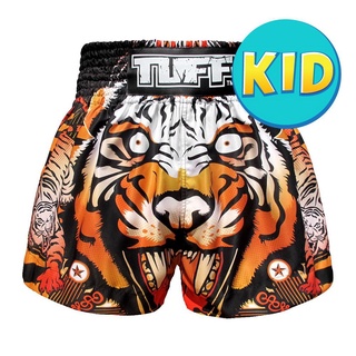 กางเกงซ้อมมวยกางเกงมวย กางเกงมวยไทย  กางเกงกีฬา TUFF Kids Shorts Orange Traditional Style Cruel Tiger