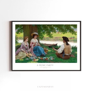 พร้อมส่ง🌿 โปสเตอร์ภาพวาดศิลปิน Edmund Leighton (แนวนอน) ขนาด A4-50x70cm (เฉพาะภาพ ไม่มีกรอบ)