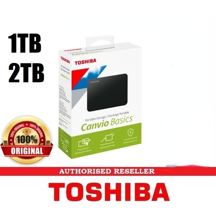 Toshiba External Hard Disk Canvio Basics Portable HDD USB 3.0 (500GB/1TB/2TB/4TB ) (Free Soft Pouch)+ Pouch