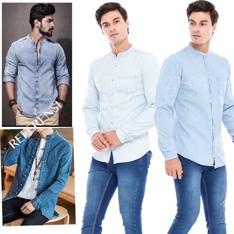 KEMEJA เสื้อเชิ้ตยีนส์ลําลองผู้ชาย (FSBN01 COLLARNECK DENIM)
