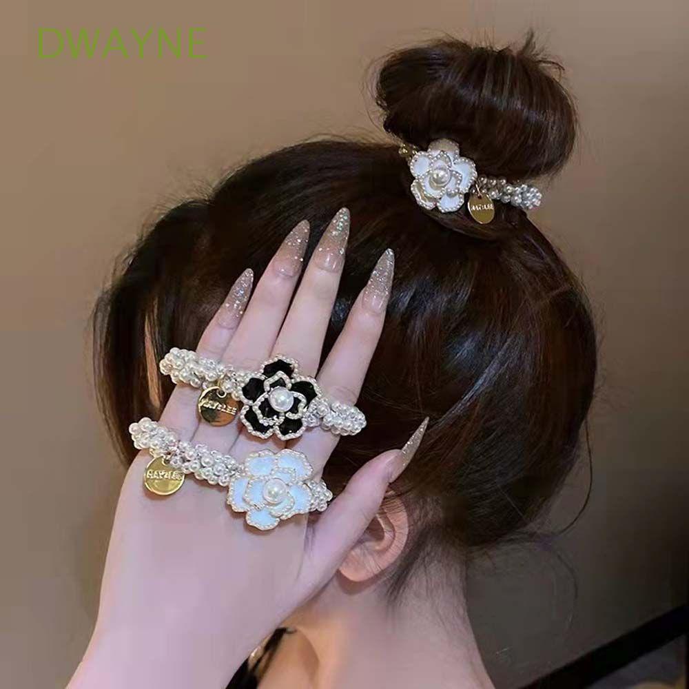 DWAYNE Cute Elastic Hair Tie Vintage Headband Women Pearls Hair Rope