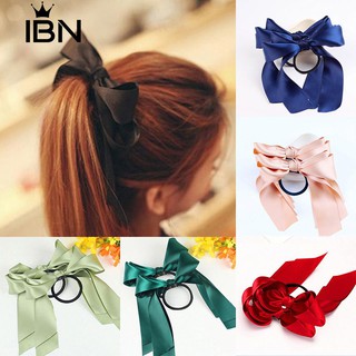 * 2 ชิ้น Ribbon Rope Bowknot Hair Ties ผมสาวผมวงดนตรีแบบยืดหยุ่น