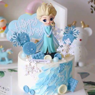 ฟิกเกอร์เจ้าหญิง Frozen Themed พร้อมฐาน สําหรับตกแต่งเค้กวันเกิดเด็ก