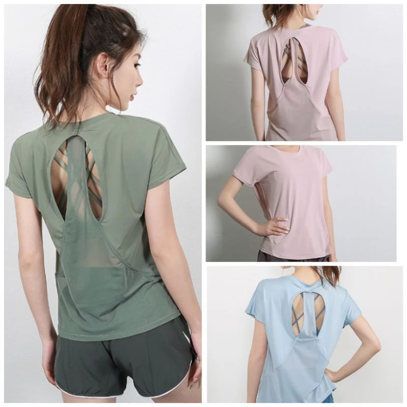 มาใหม่ เสื้อออกกำลังกายผูู้หญิง ซีทรูเปิดหลัง (พร้อมส่ง) รุ่น Mix092