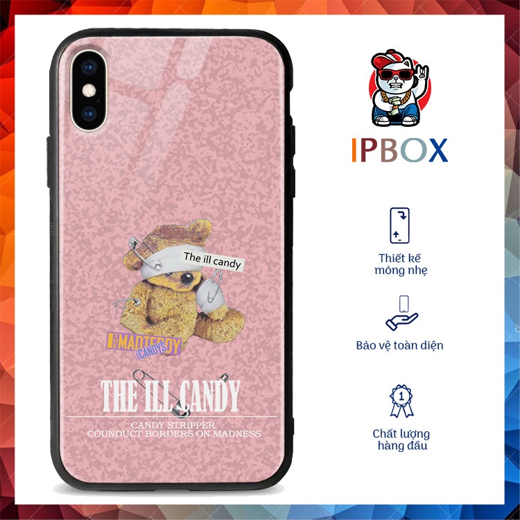 IPBOX หมีพิมพ์Iphone Glass Case Iphone/6-7-8/6Plus/7Plus/8Plus/Xr