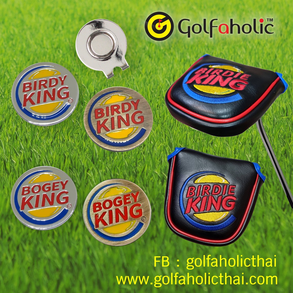 Golf Ball Marker BOGEY KING BIRDY KING Golfaholic Hat Clip