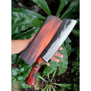 มีดแรมโบ้ (Rambo) มีดใบตาย มีดคัตติ้ง Cutting Knife มีดเดินป่า มีดแคมป์ 9.5” sup9  ผิวไฟ full tank ฝักด้ามไม้พะยูง