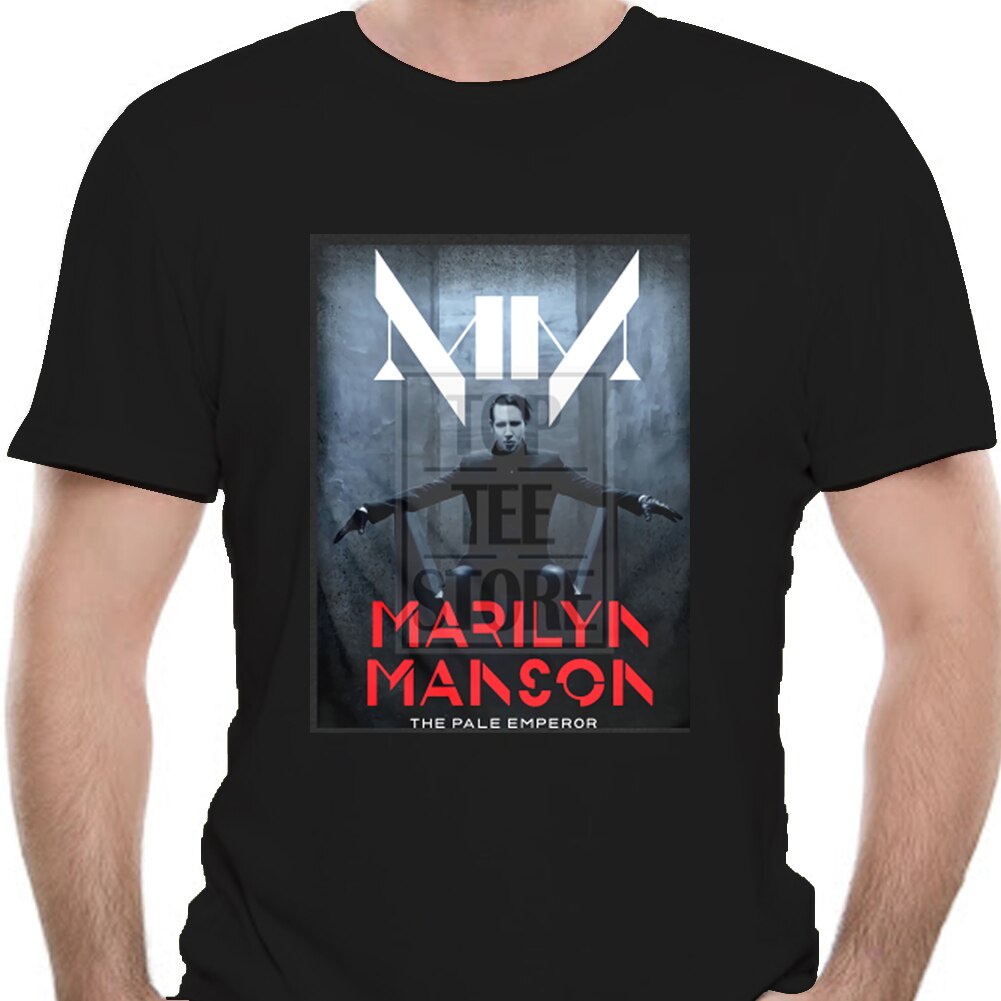 เสื้อยืด ผ้าฝ้าย พิมพ์ลาย Marilyn Manson The Pale Emperor สีดํา สําหรับผู้ใหญ่