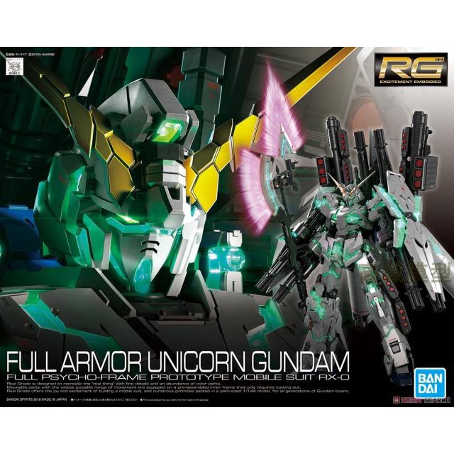 BANDAI Gundam RG 30 1/144 Full Armor Unicorn Gundam Green Skeleton Model Kit