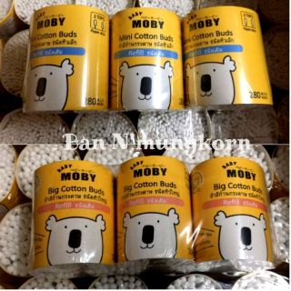 Baby Moby โมบี้คอตตอนบัตหัวเล็ก&amp;หัวใหญ่ ชนิดเติมก้านกระดาษRefill แพค3ชิ้น