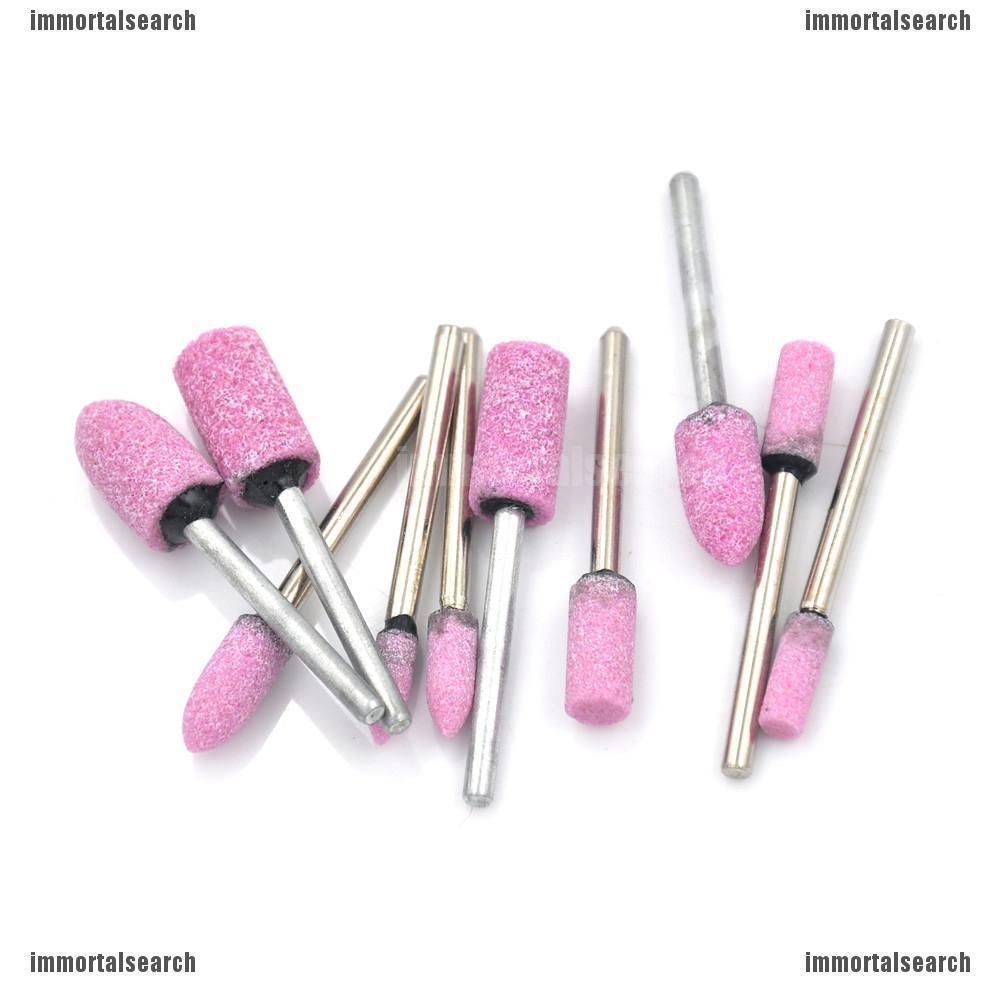 【ICE】 10X Pink Abrasive Mounted Stone Rotary Tool Grinding Wheel 1/8" Shank