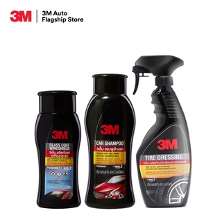 3M Set แชมพูล้างรถ Car Shampoo ขนาด 400ml. PN39000LT + เคลือบยางรถยนต์ PN39042LT + เคลือบกระจก PN08889LT